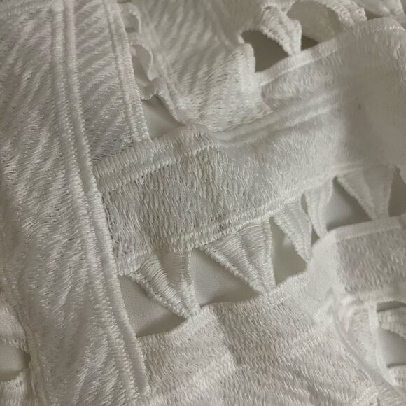 Line & Dot White Lace Overlay Circle Skirt Sz S Eyelet Neutral Prairie NWT - Picture 10 of 11